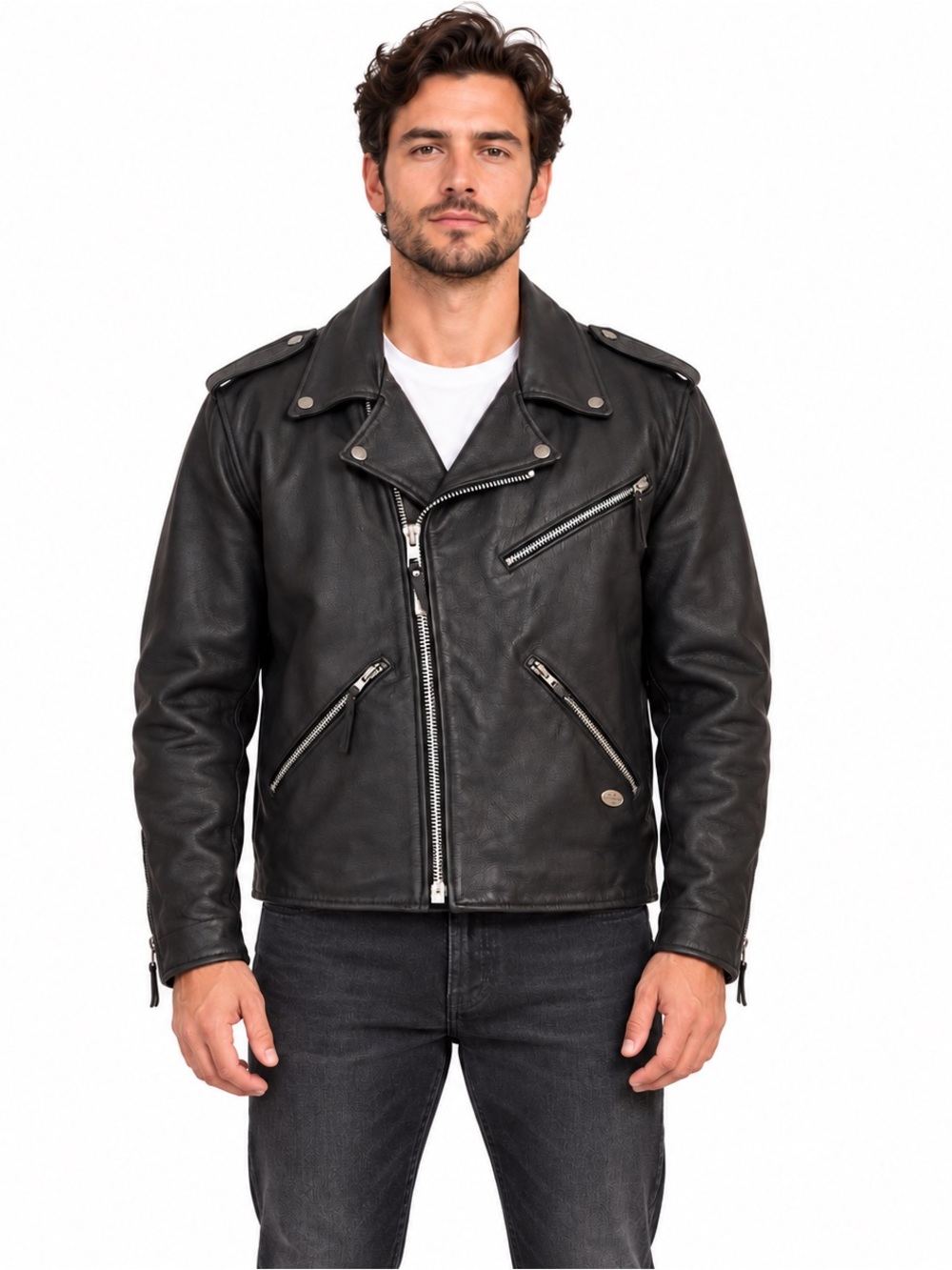 Harley-Davidson Basic Skins Leather Motorcycle Jacket Black L USA Made
